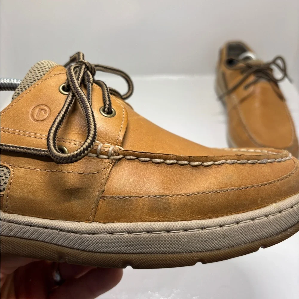 Rockport Leather Boat Shoes Men’s 11.5 Tan Brown Lace-Up Casual Comfort Shoes